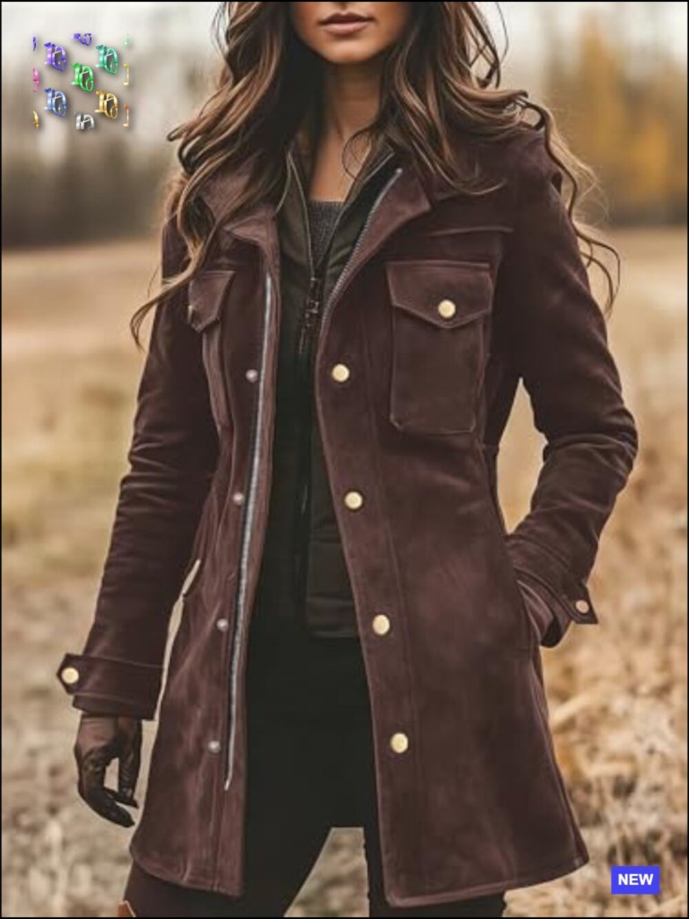Faux Suede Leather Jacket Zip Up Military Utility Safari Midi Long Shacket - Picture 2 of 2